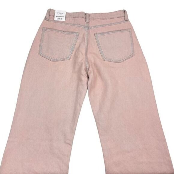 Zara Mid Rise Bootcut Jean Size 4 Pink Blue - Picture 9 of 11